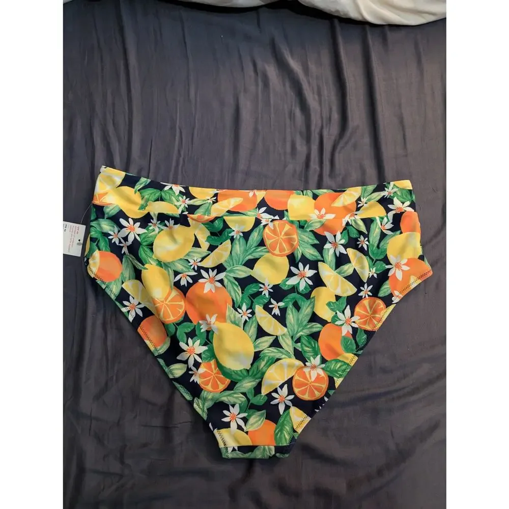NWT Plus Size 2X Bikini Bottom UPF 40 Sun Protection Preppy Fruit Swimsuit